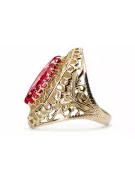 14K Жовте золото Рубін Каблучка Вінтаж стиль vrc090y